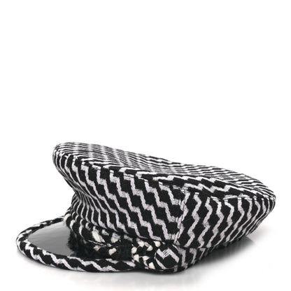 Chanel Wool PVC Paris Hamburg Sailor Cap Hat M Black White 3 of 8