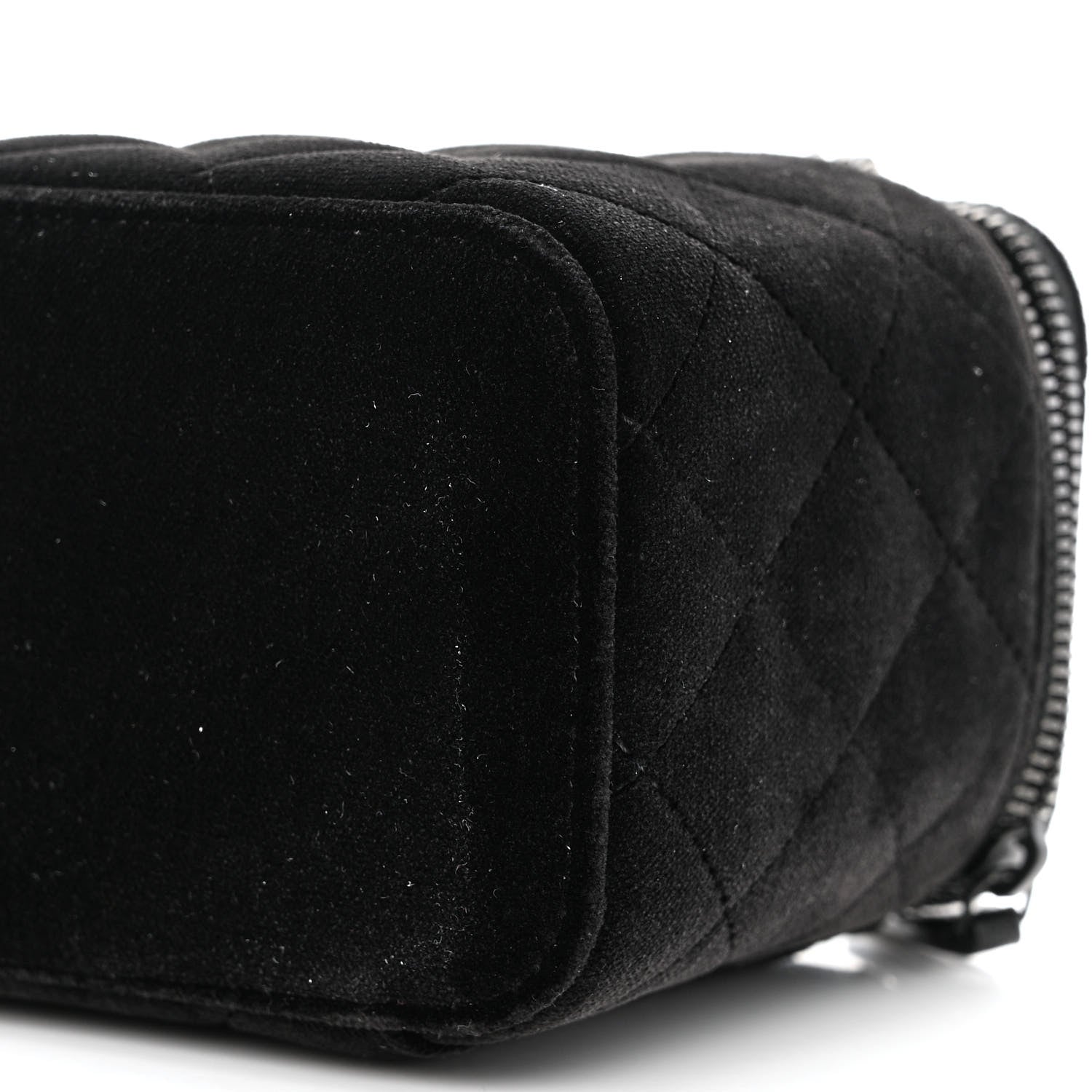 Chanel Velvet Quilted Small Vanity Case With Chain Black 10 of 10