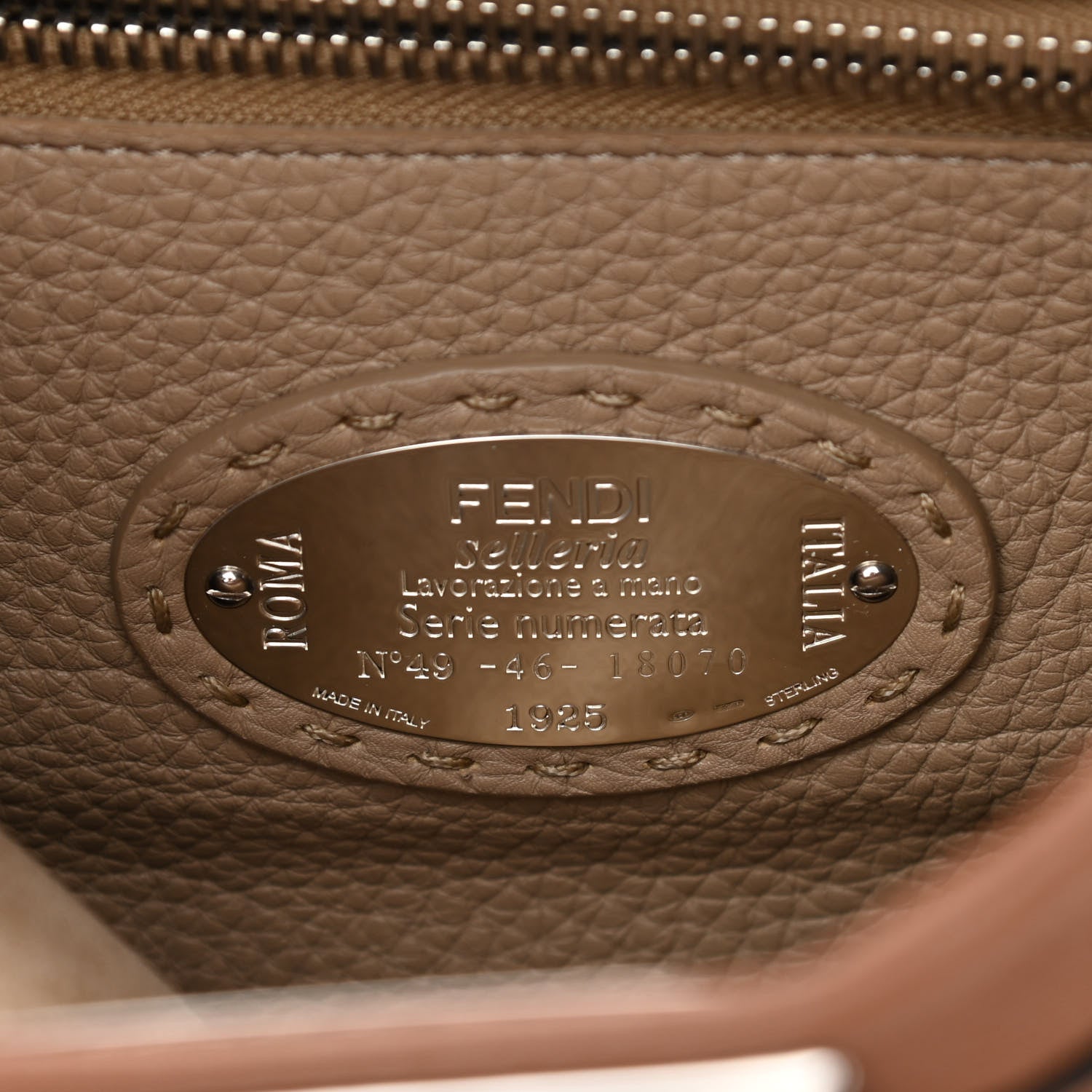 Fendi Cuoio Romano Selleria Bi-Color Medium Peekaboo Iconic Satchel Mou Deserto 8 of 13