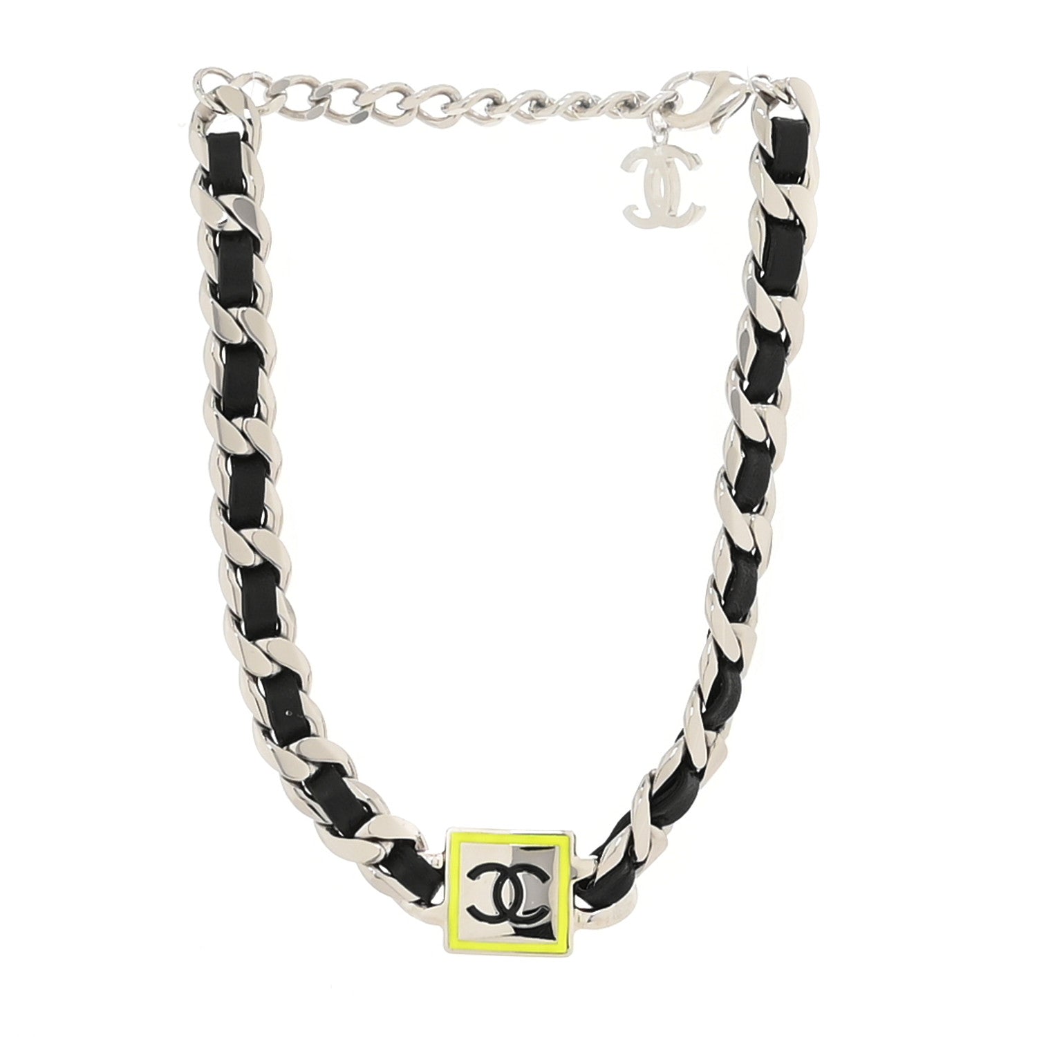 Chanel Metal Lambskin CC Square Choker Gold Black Yellow 2 of 3