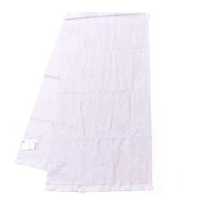 Gucci Wool Silk Jacquard GG Monogram Scarf Pearl 1 of 4