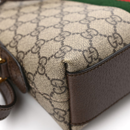 Gucci GG Supreme Monogram Textured Dollar Calfskin Web Small Ophidia Dome Shoulder Bag Beige Ebony New Acero 12 of 13