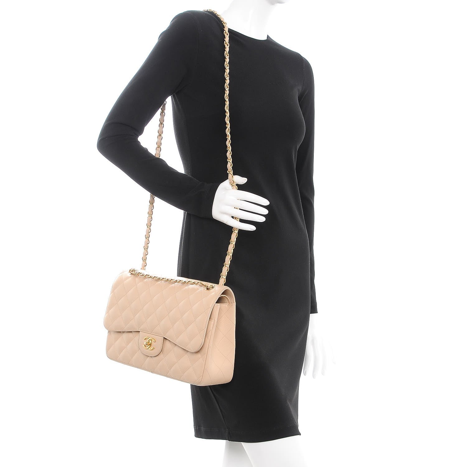 Chanel Caviar Quilted Jumbo Double Flap Beige Clair 3 of 17