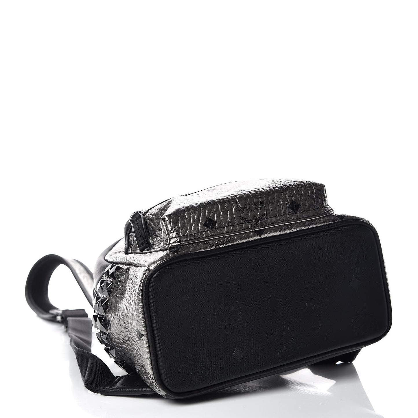 Metallic Visetos Side Stud Mini Stark Backpack Silver Black