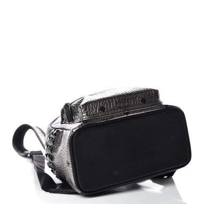 MCM Metallic Visetos Side Stud Mini Stark Backpack Silver Black 4 of 9