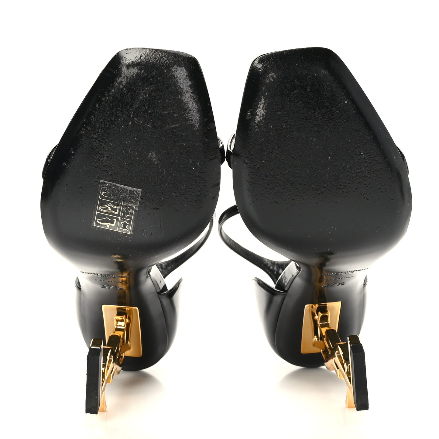 Patent Calfskin Opyum 110 Sandals 37.5 Black Gold