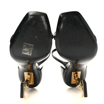 Saint Laurent Patent Calfskin Opyum 110 Sandals 37.5 Black Gold 6 of 12