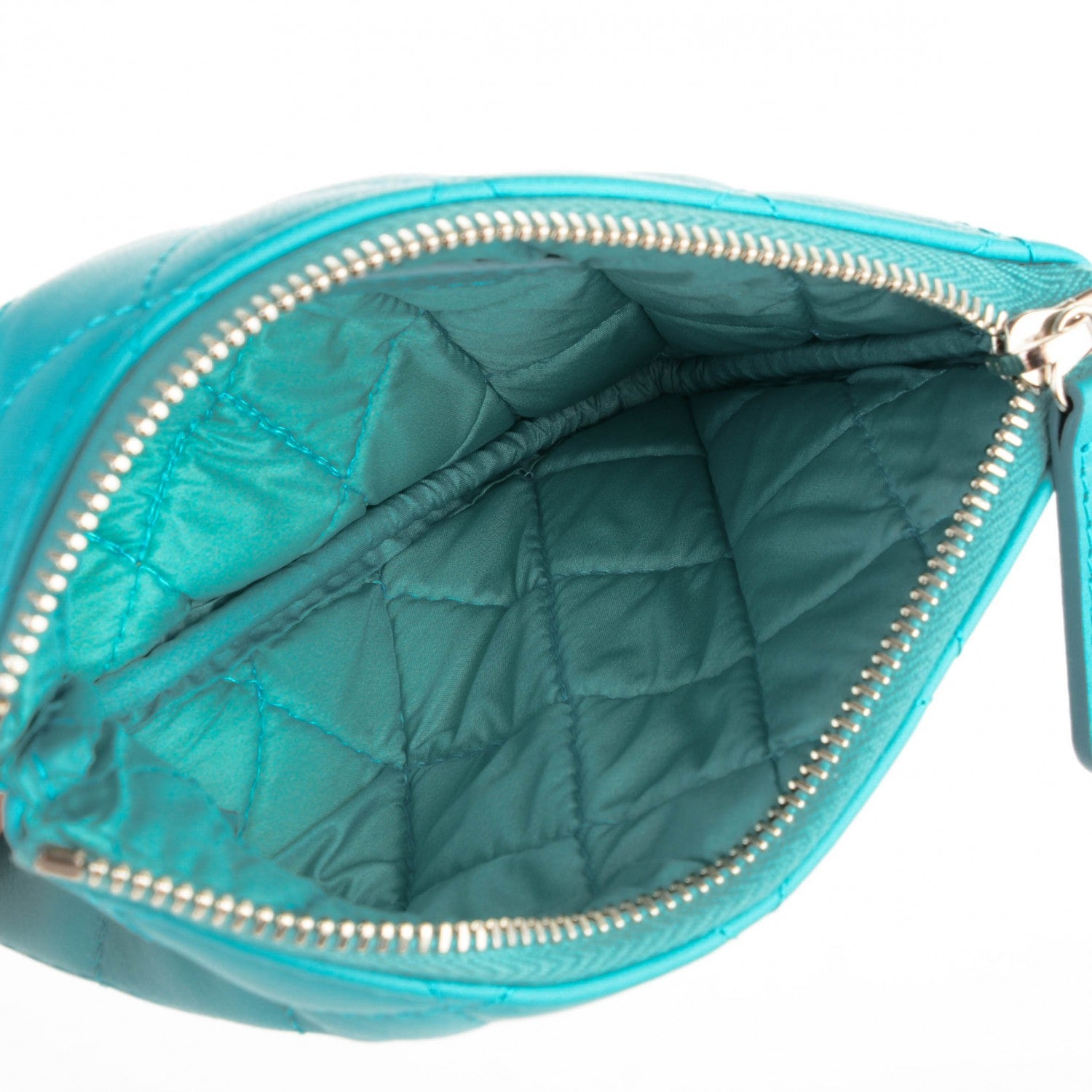Chanel Lambskin Quilted Coin Purse Case Turquoise 5 of 6