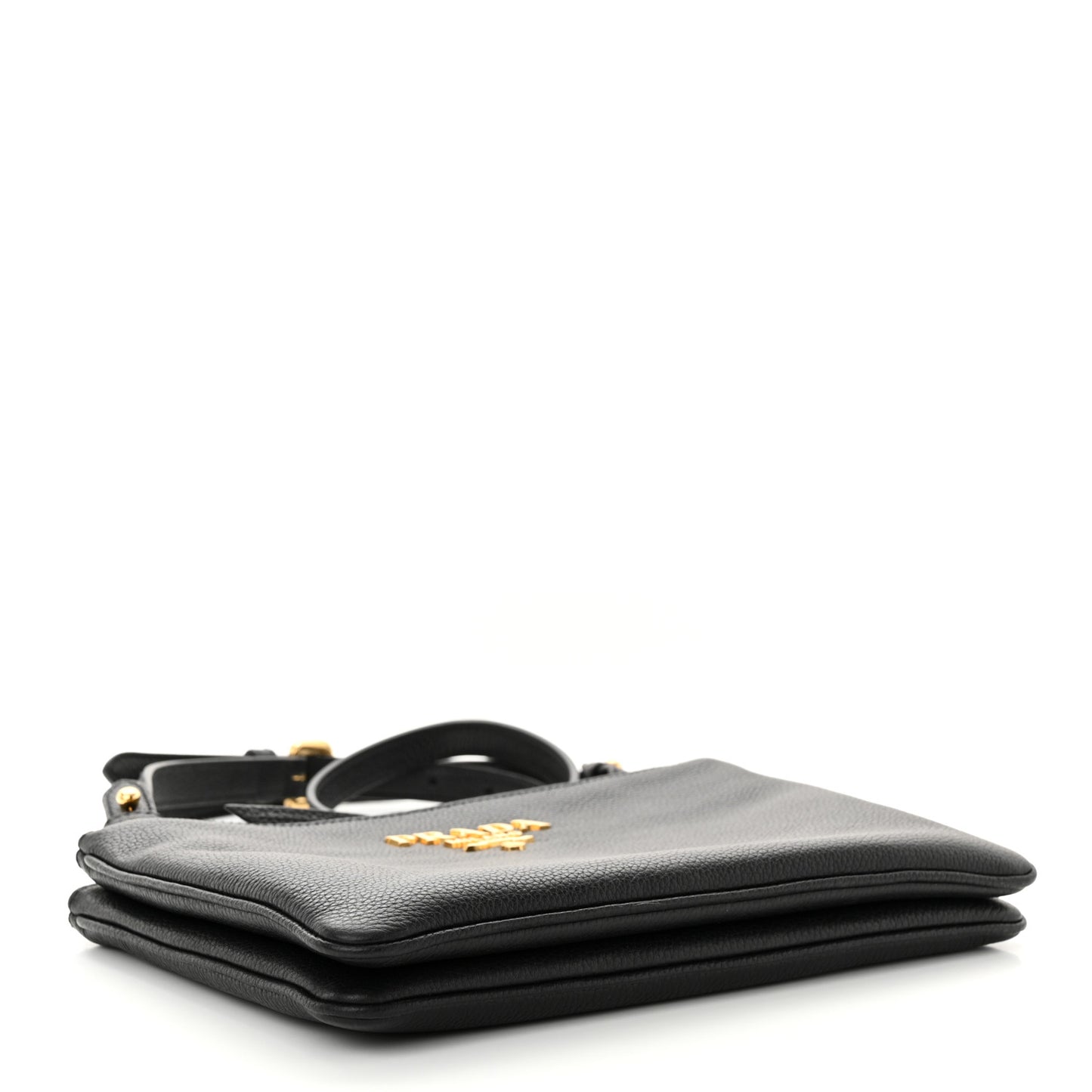 Vitello Phenix Double Zip Crossbody Bag Black