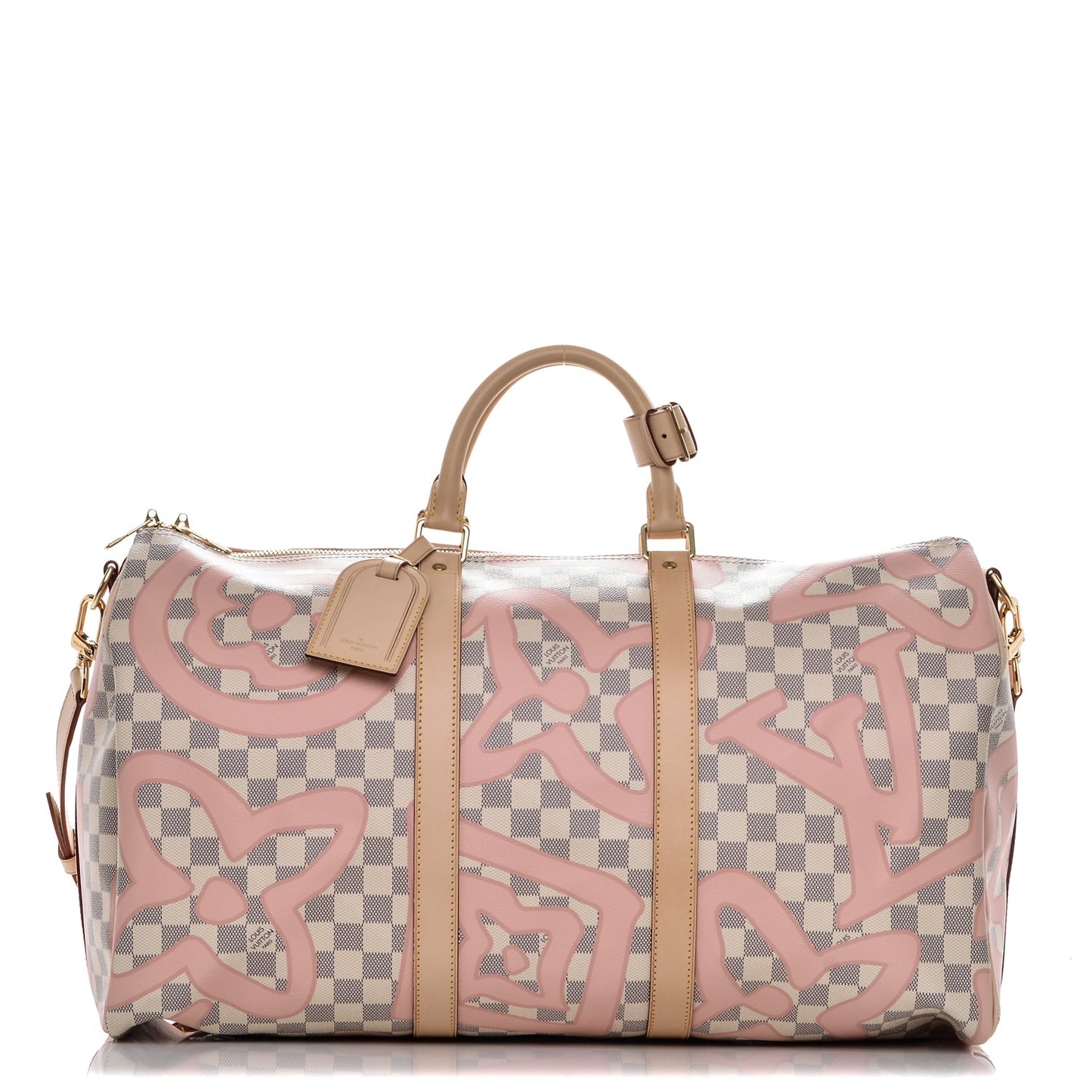 Damier Azur Tahitienne Keepall Bandouliere 50 Rose Ballerine