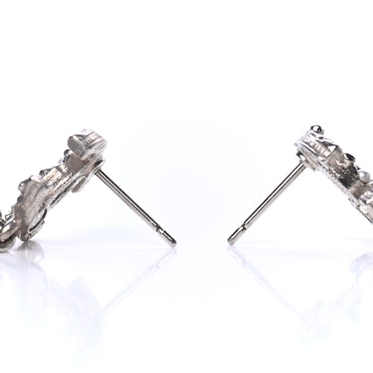 Chanel Pearl Crystal CC Chain Drop Earrings Silver 3 of 4