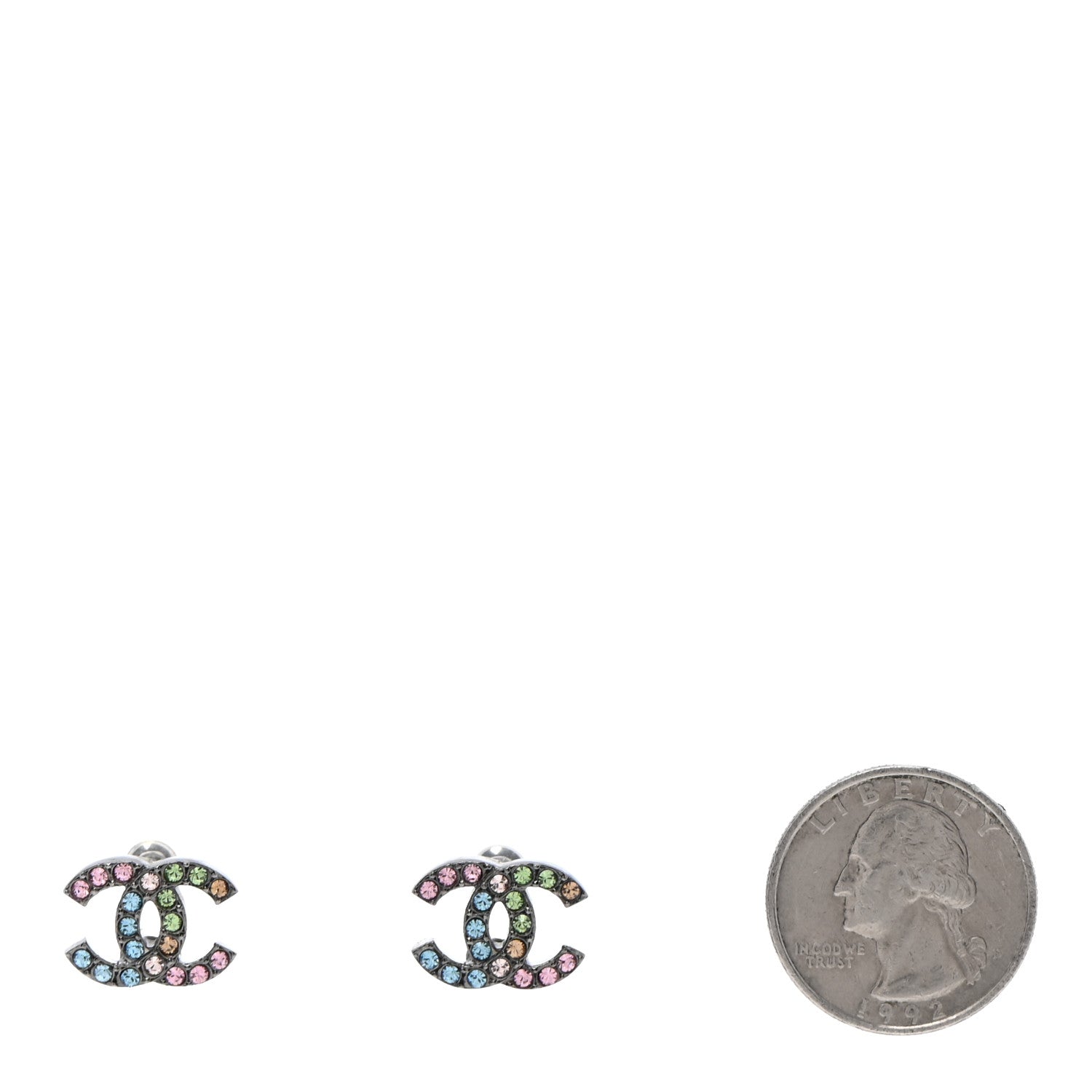 Chanel Ruthenium Crystal CC Earrings Multicolor 2 of 5