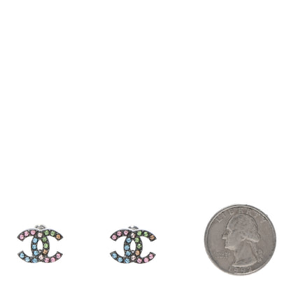 Chanel Ruthenium Crystal CC Earrings Multicolor 2 of 5