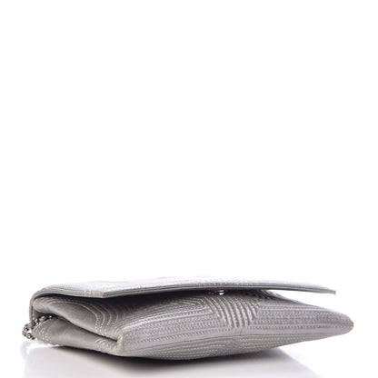 Chanel Metallic Lambskin Quilted Clutch With Chain Flap Silver 4 of 7