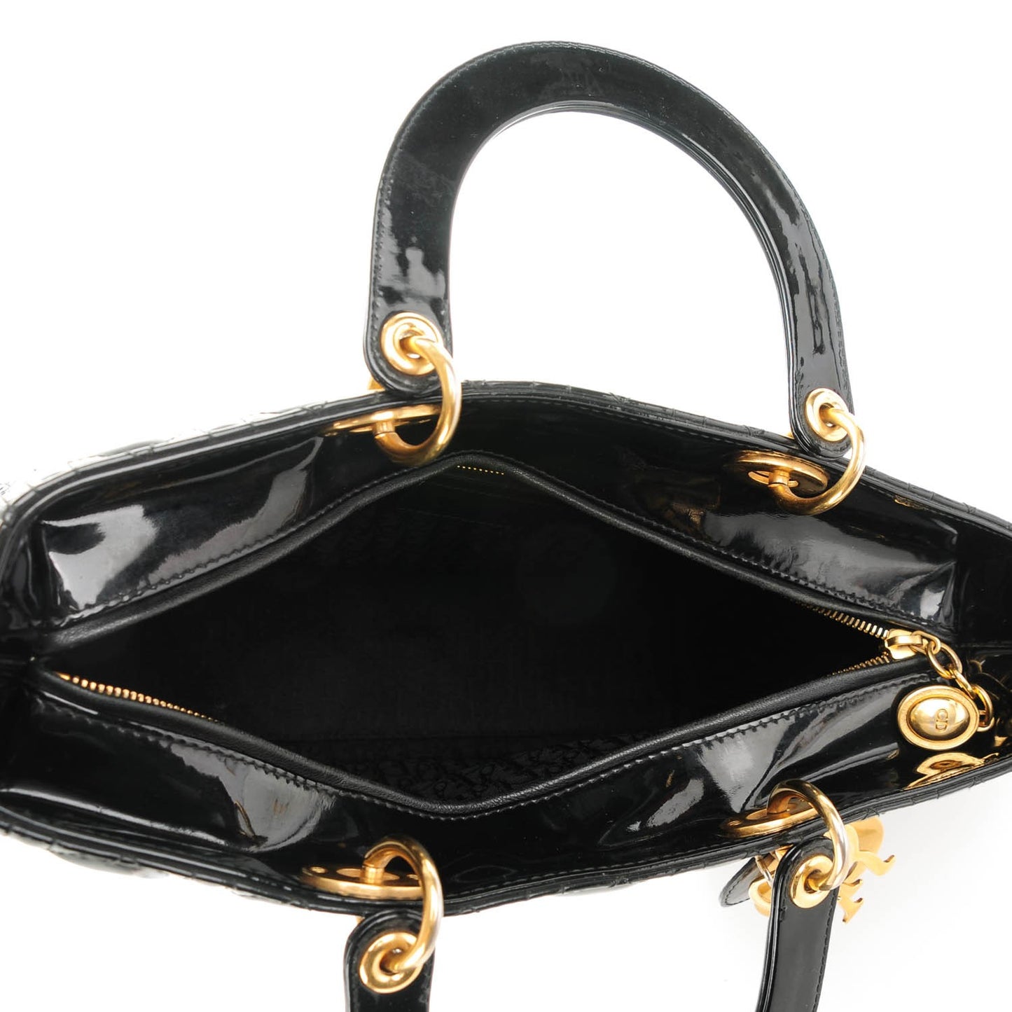 Patent Cannage Large Lady Dior Black