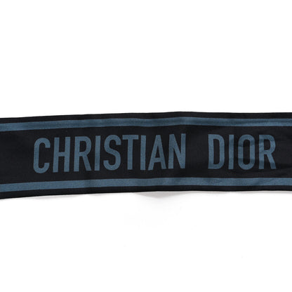 Christian Dior Silk Toile De Jouy Mitzah Scarf Navy Blue 3 of 4