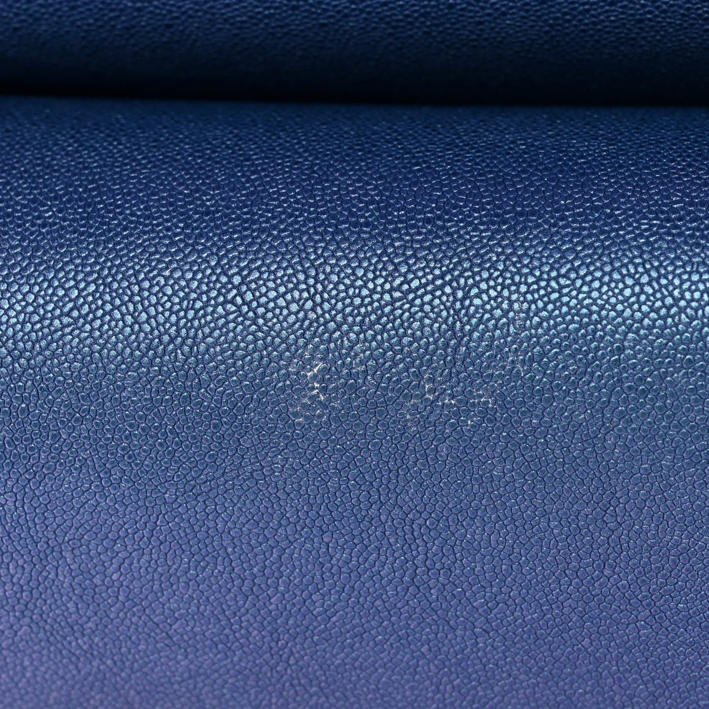 Iridescent Caviar Quilted Jumbo Double Flap Dark Blue