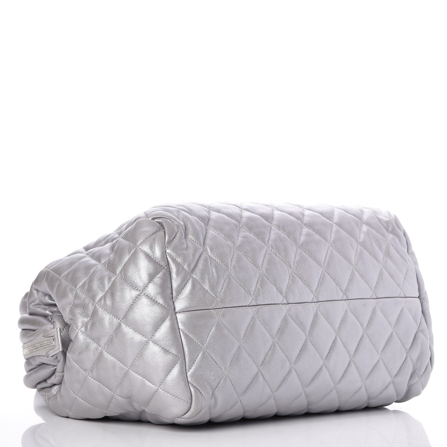 Metallic Lambskin Quilted Coco Cocoon Bowler Silver