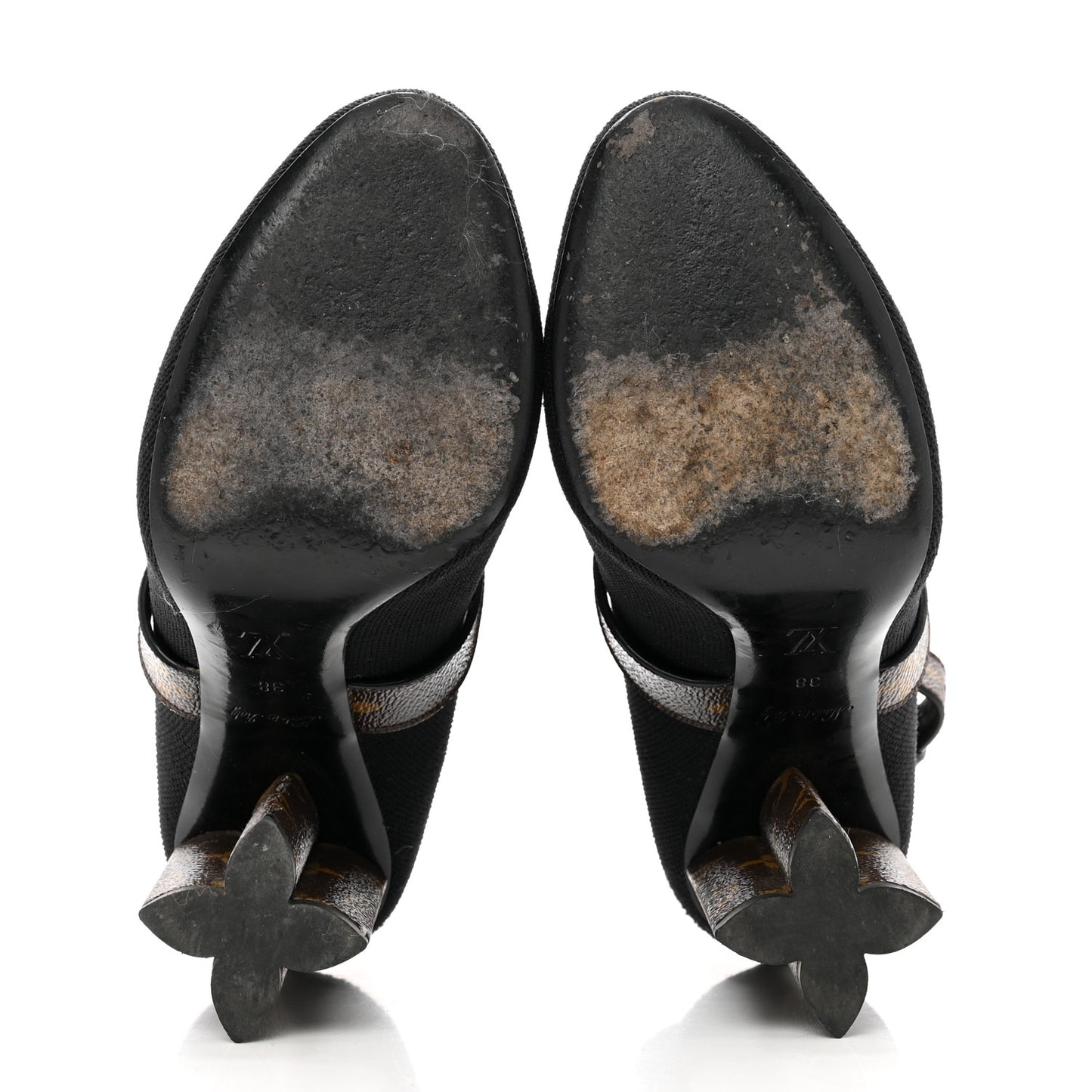 Monogram Stretch Fabric Silhouette Ankle Boots 38 Black