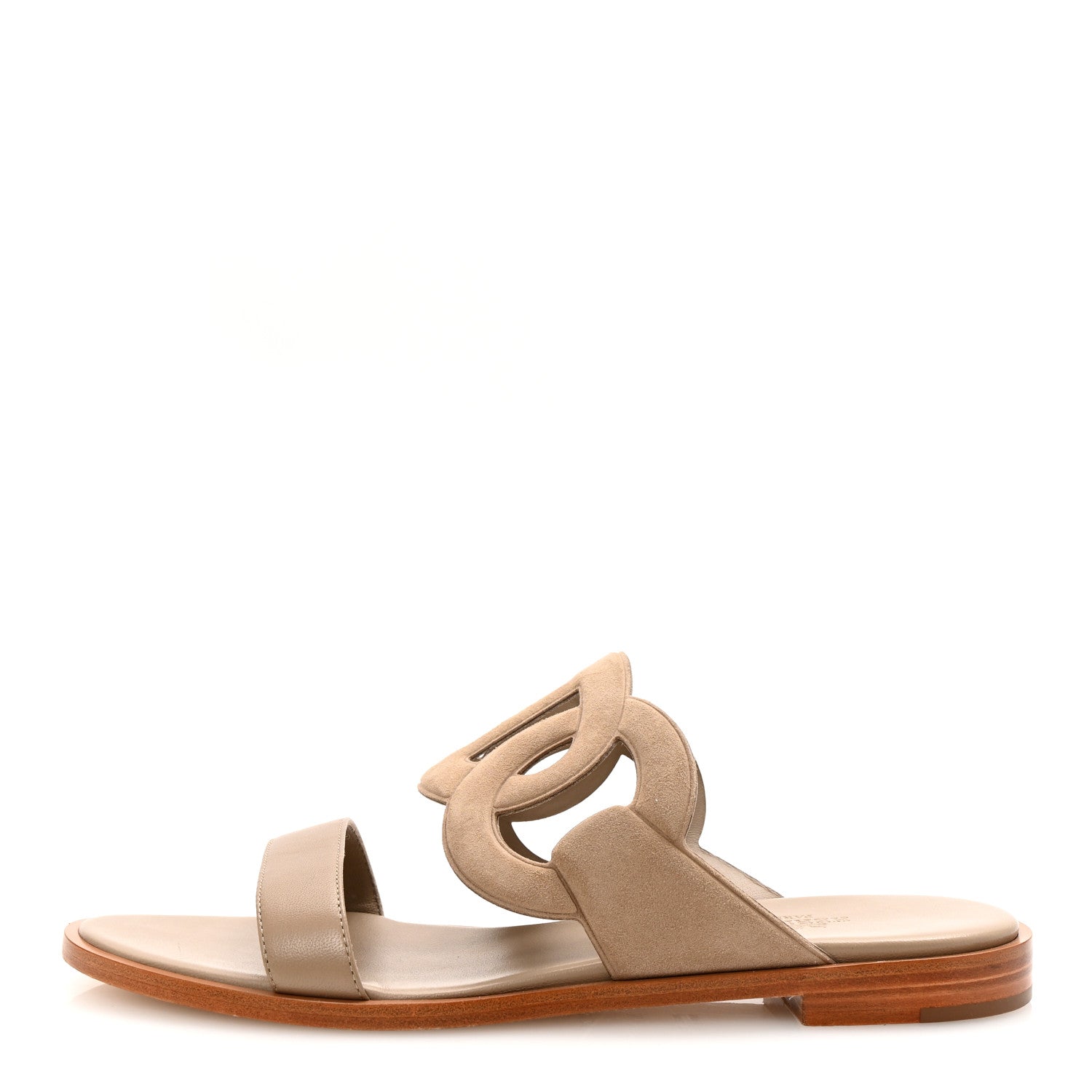 Hermes Suede Goatskin Nappa Lagune Sandals 38.5 Beige Sable 1 of 9