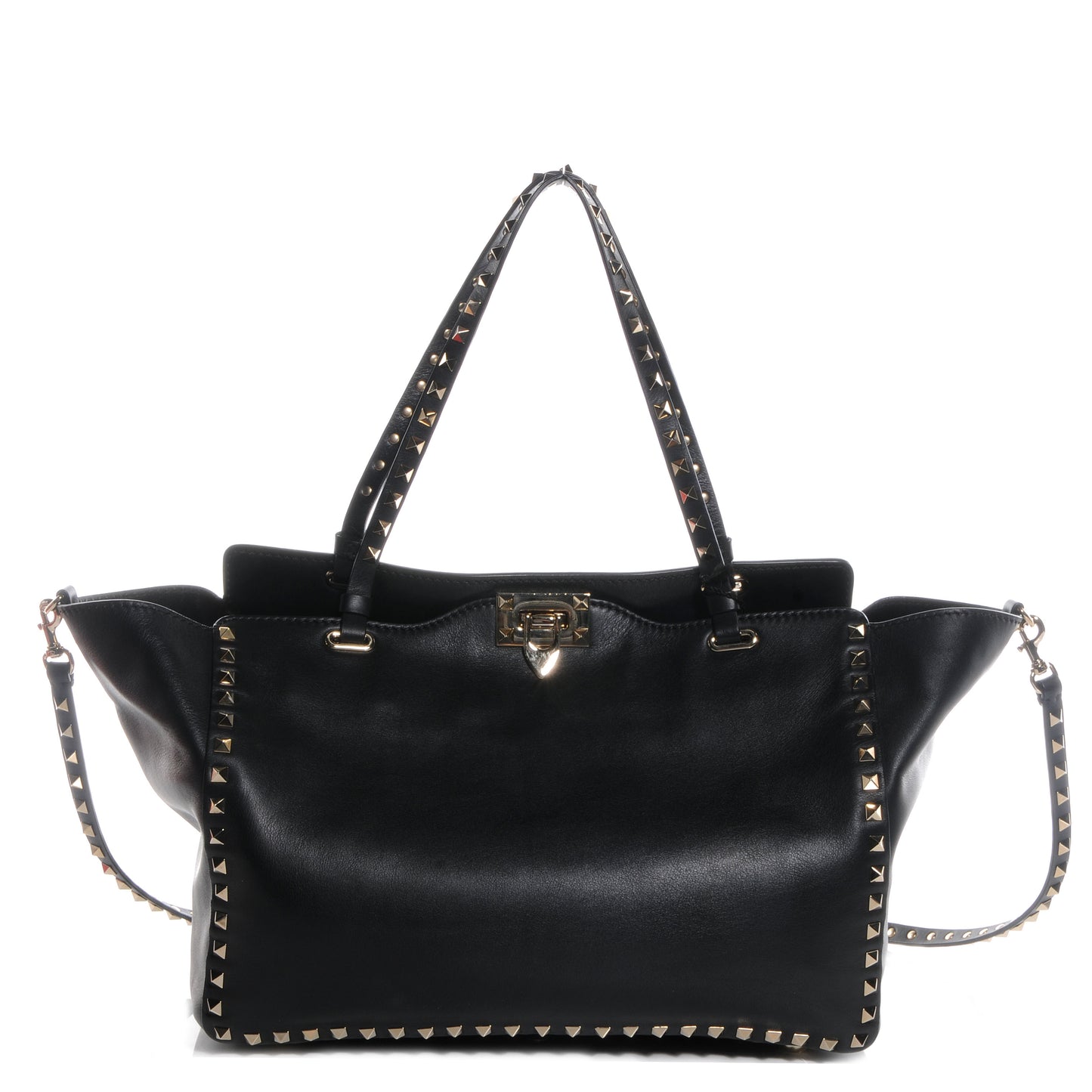 Vitello Medium Rockstud Tote Black