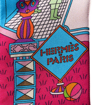 Hermes Silk La Maizeon des Carres Twilly Bleu Azur Marine Rose Indien 3 of 4