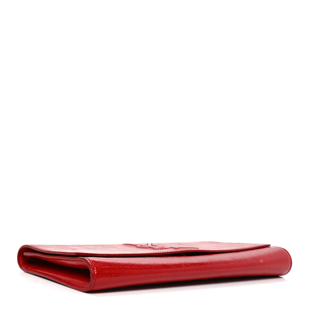Saint Laurent Textured Patent Monogram Large Belle De Jour Clutch Red 4 of 9