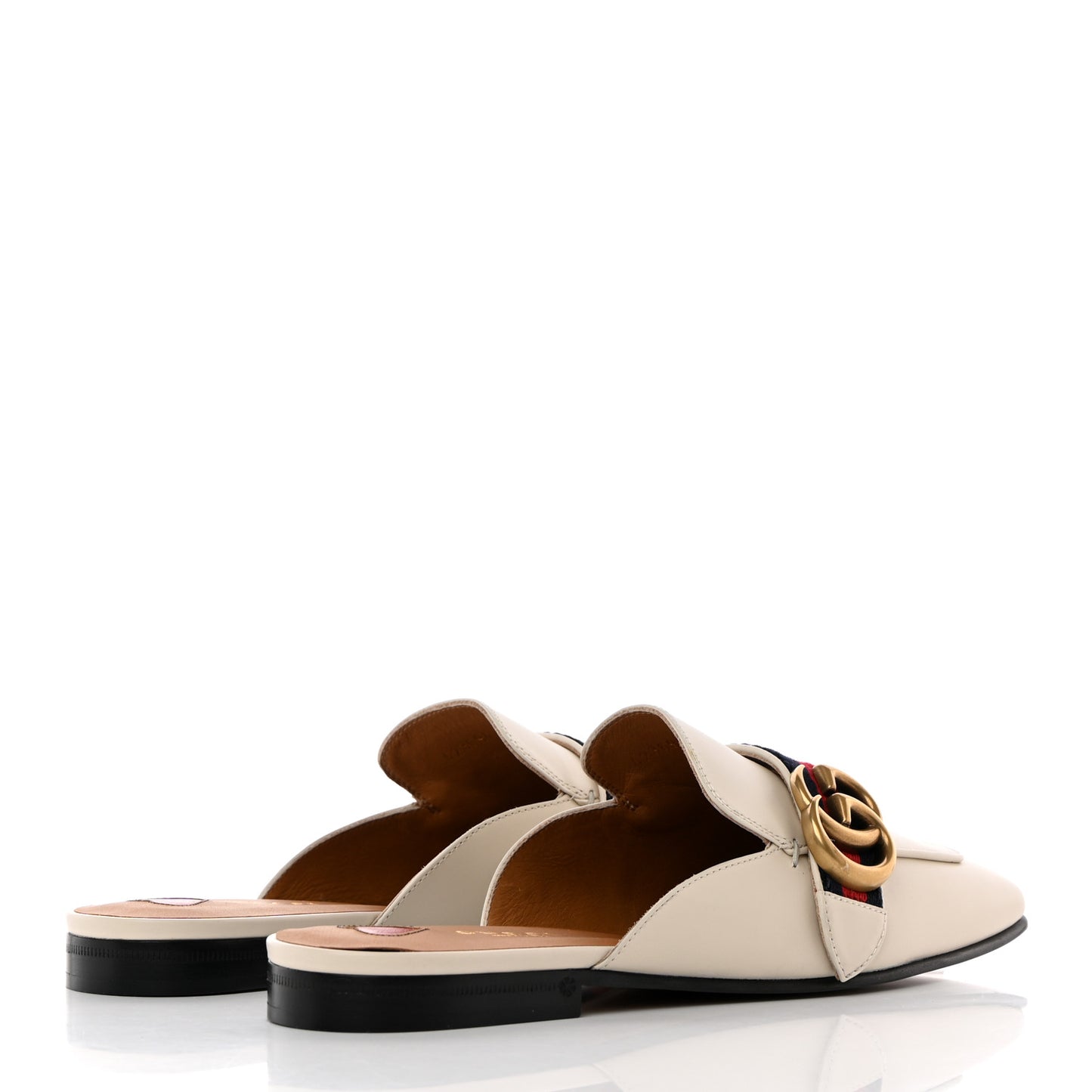 Calfskin Web Womens Peyton GG Slippers 36.5 Mystic White