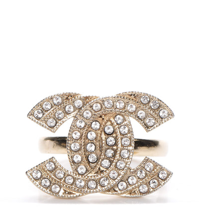 Chanel Crystal Double CC Ring 6.25 Light Gold 1 of 5