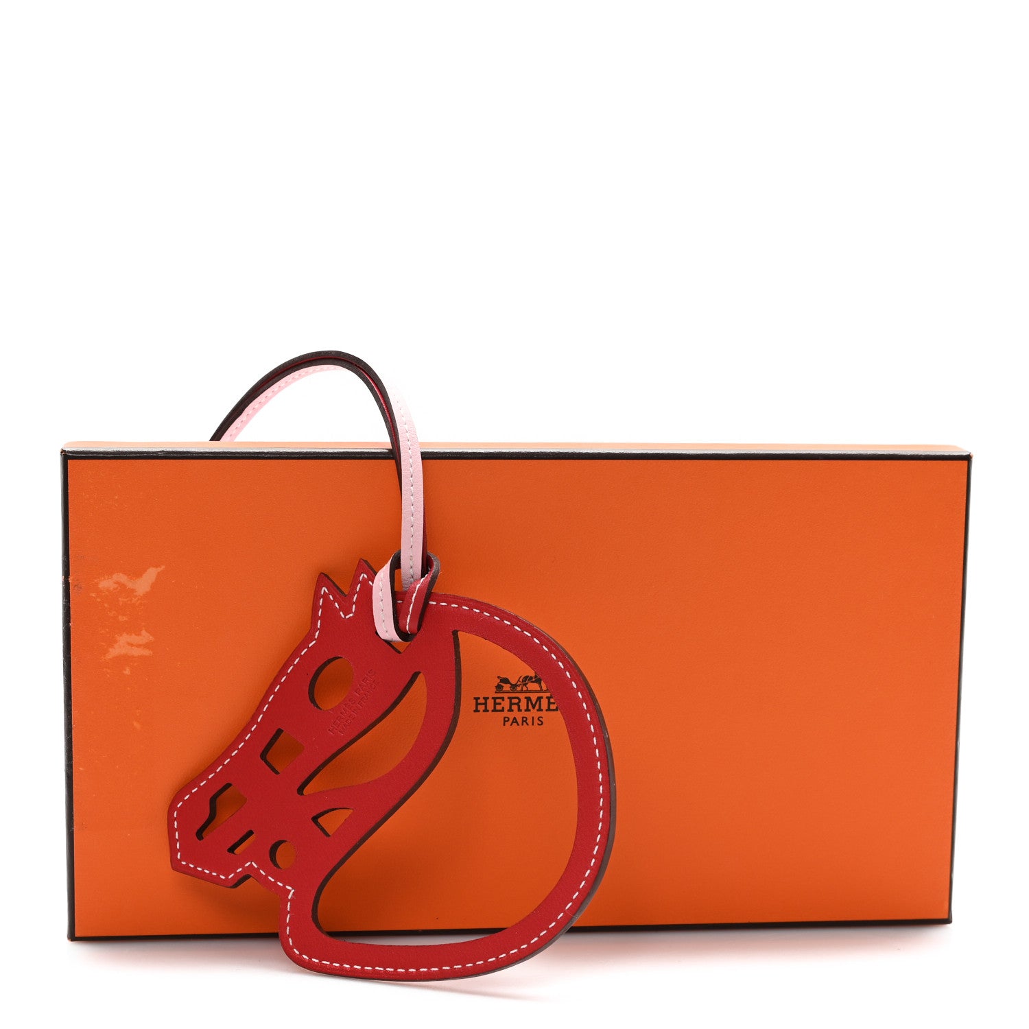 Hermes Swift Paddock Cheval Horse Bag Charm Rose Sakura Vermillion 4 of 4