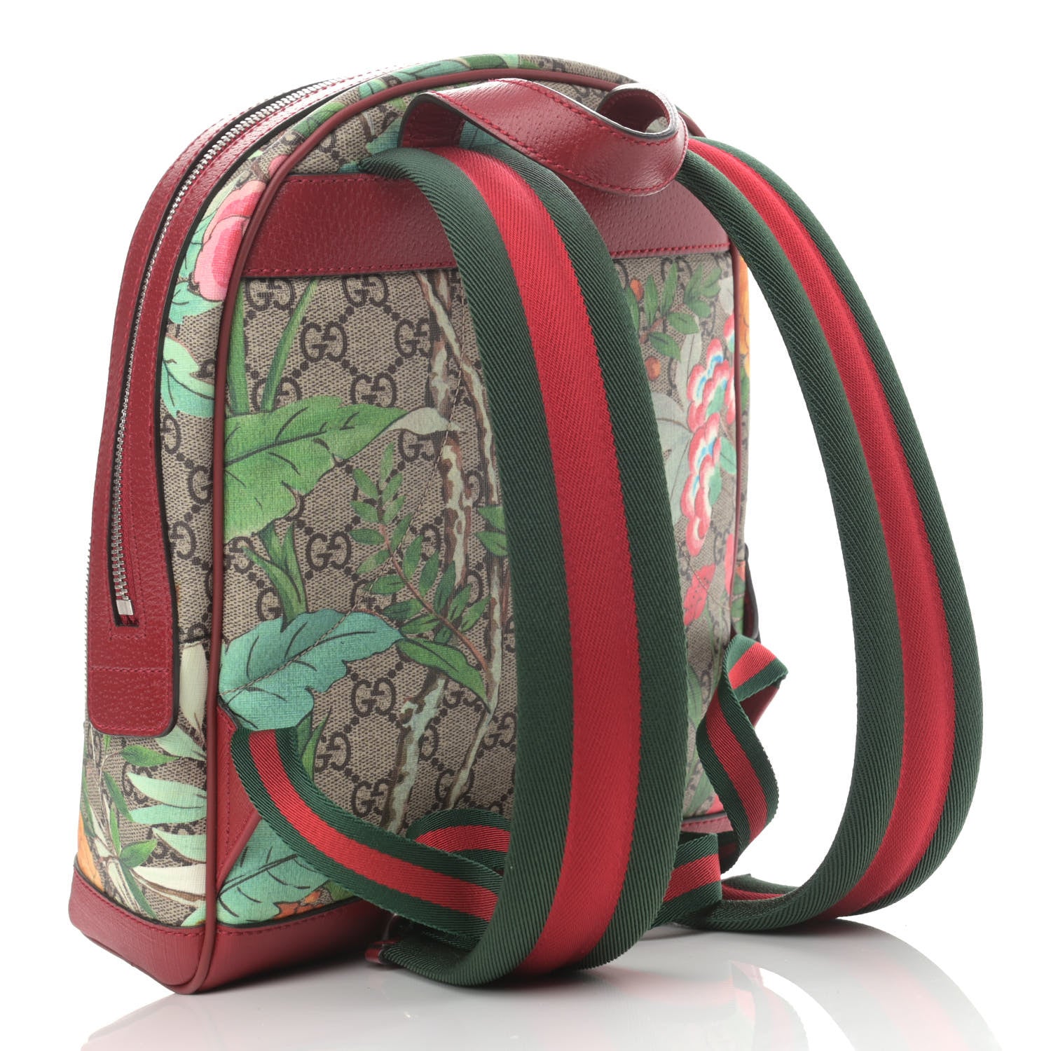 Gucci GG Supreme Monogram Tian Web Small Day Backpack Beige Multicolor Red 3 of 11