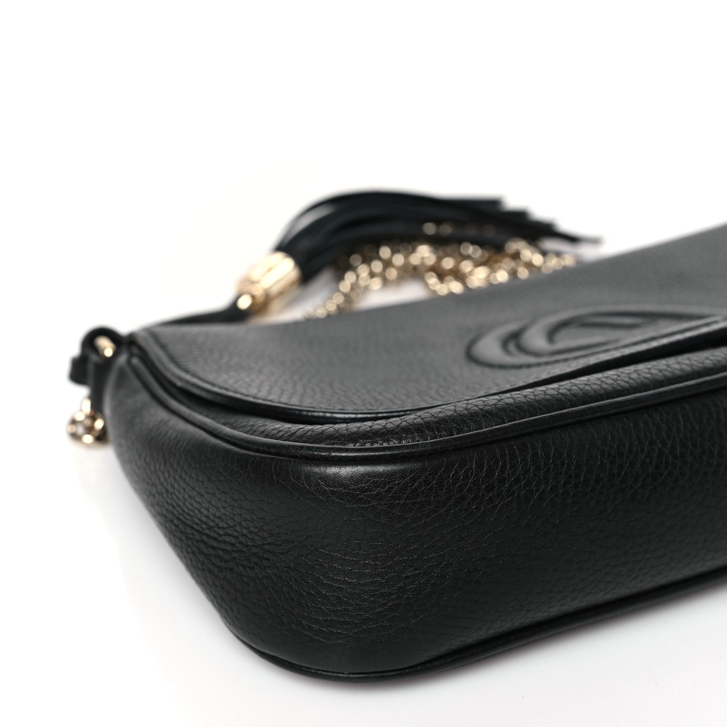 Pebbled Calfskin Medium Soho Flap Crossbody Black