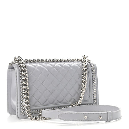 Chanel Iridescent Lambskin Quilted Medium Chain Around Boy Flap Grey 3 of 10