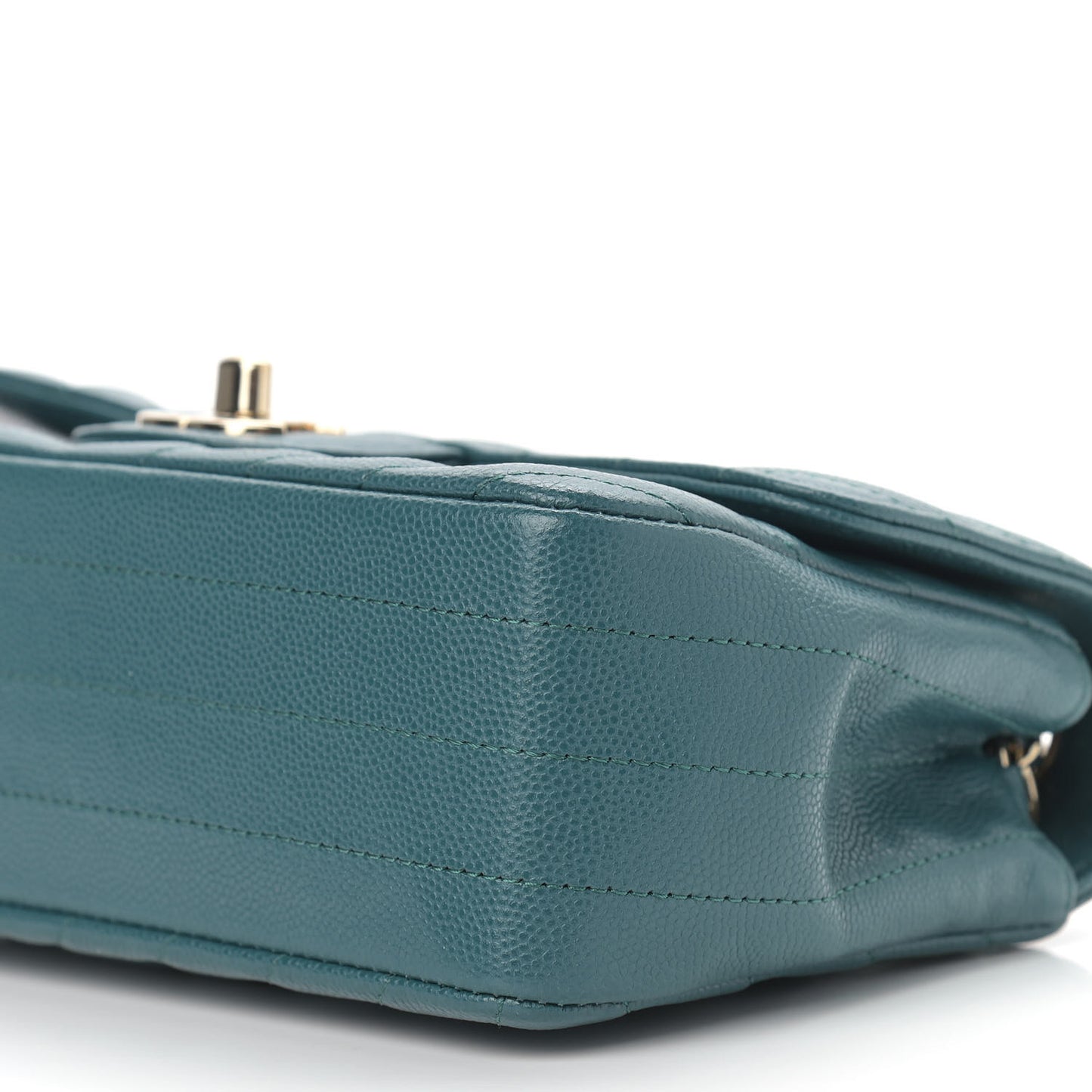 Caviar Chevron Quilted Mini Rectangular Flap Green