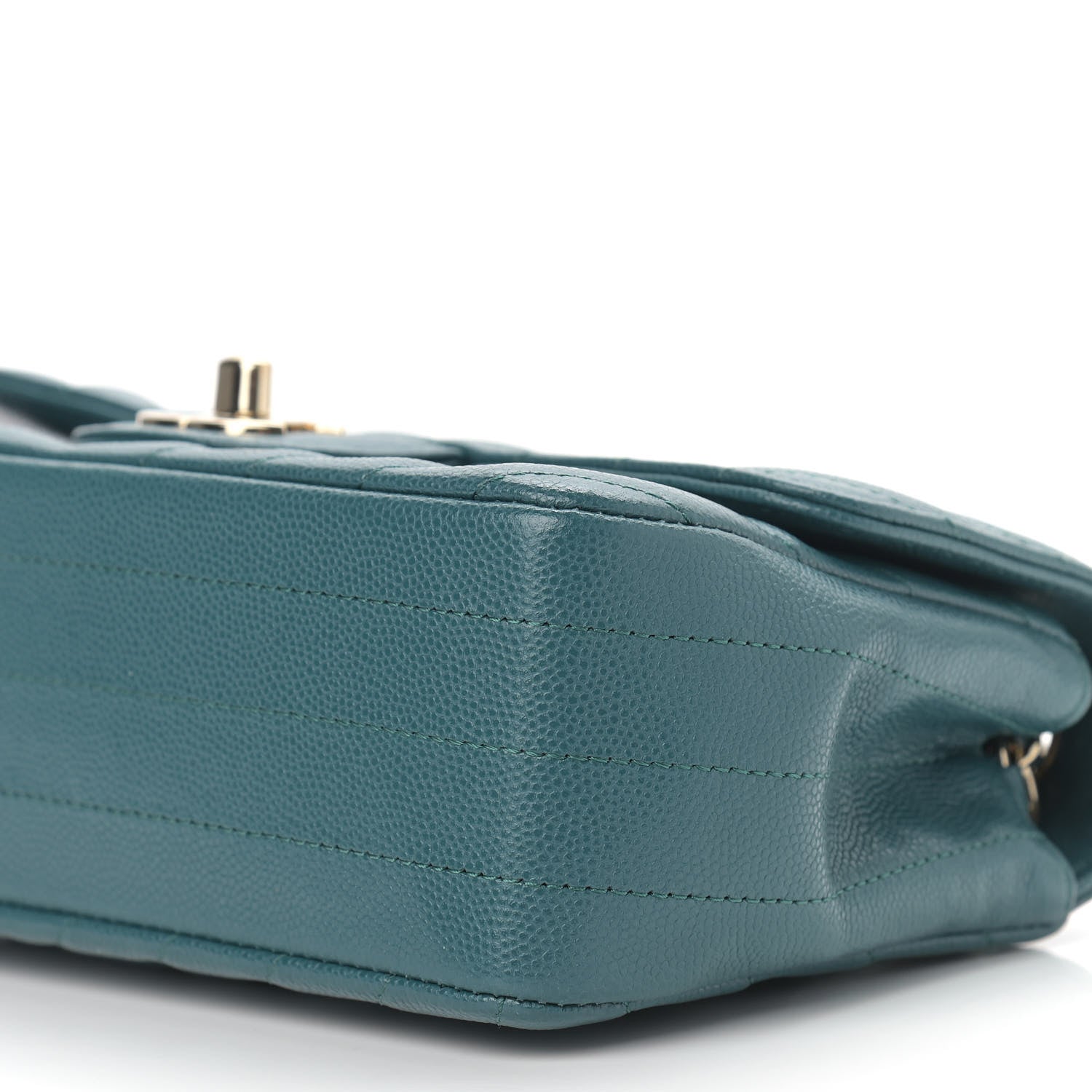 Chanel Caviar Chevron Quilted Mini Rectangular Flap Green 9 of 9