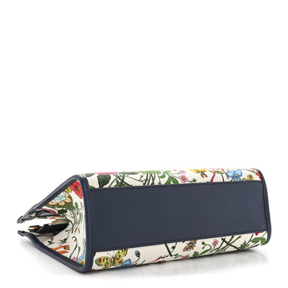 Gucci Canvas Medium Flora Tote White Multicolor Blue Agata 4 of 12