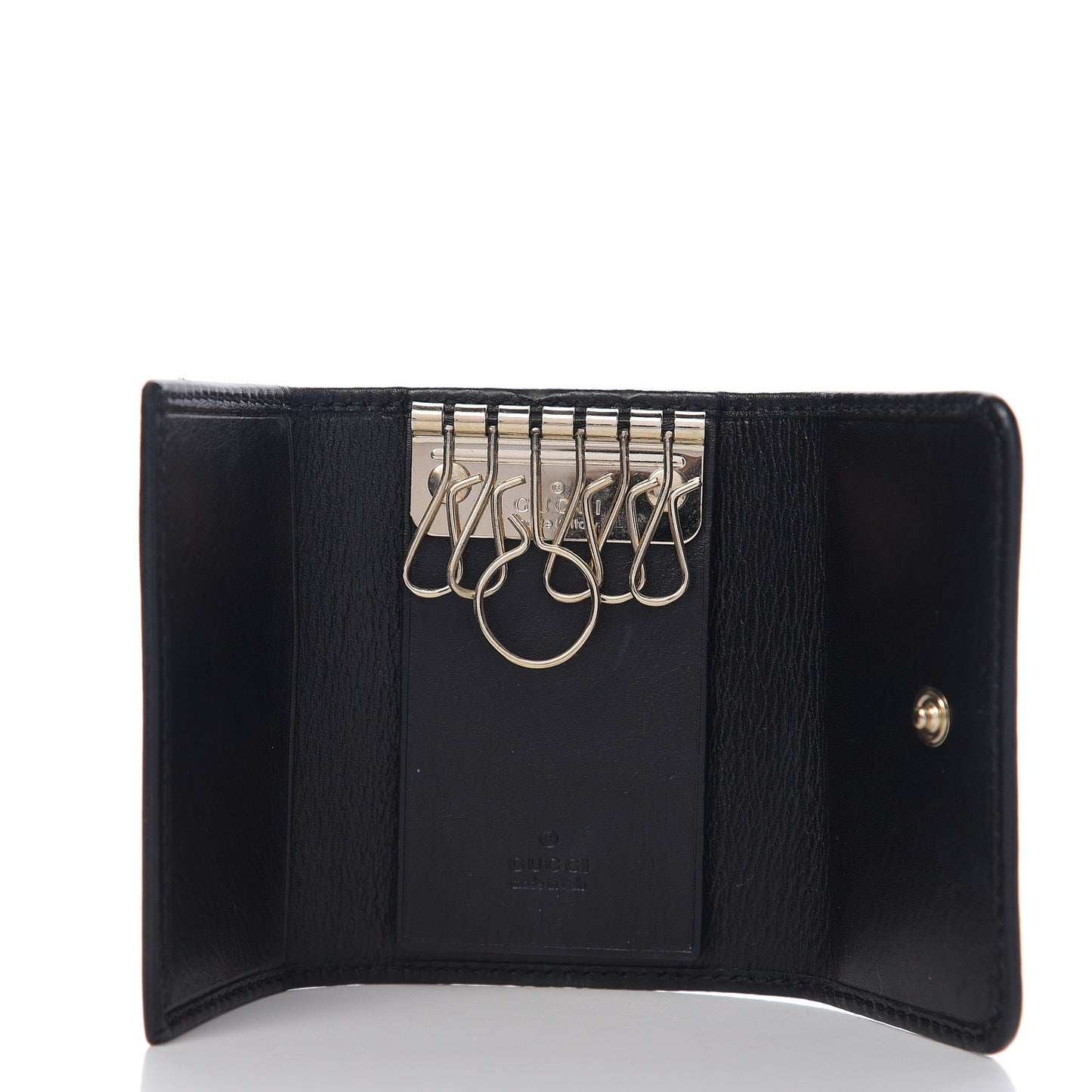 Calfskin Britt 6 Key Holder Case Black
