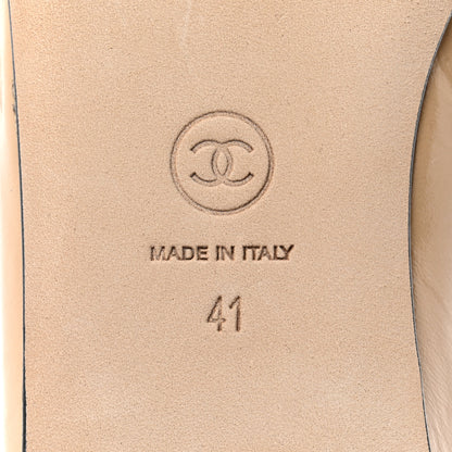 Chanel Lambskin Cap Toe Ankle Chain Ballerina Flats 41 Beige Black 8 of 9