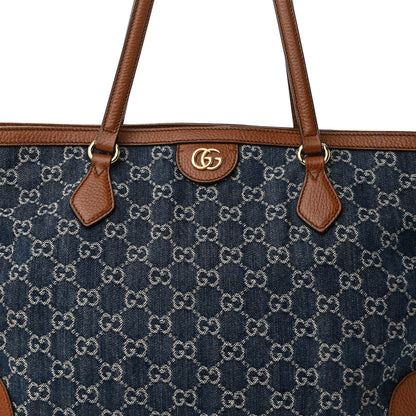 Gucci New Denim GG Monogram Medium Ophidia Shopping Tote Blue Tea Cuir 8 of 10