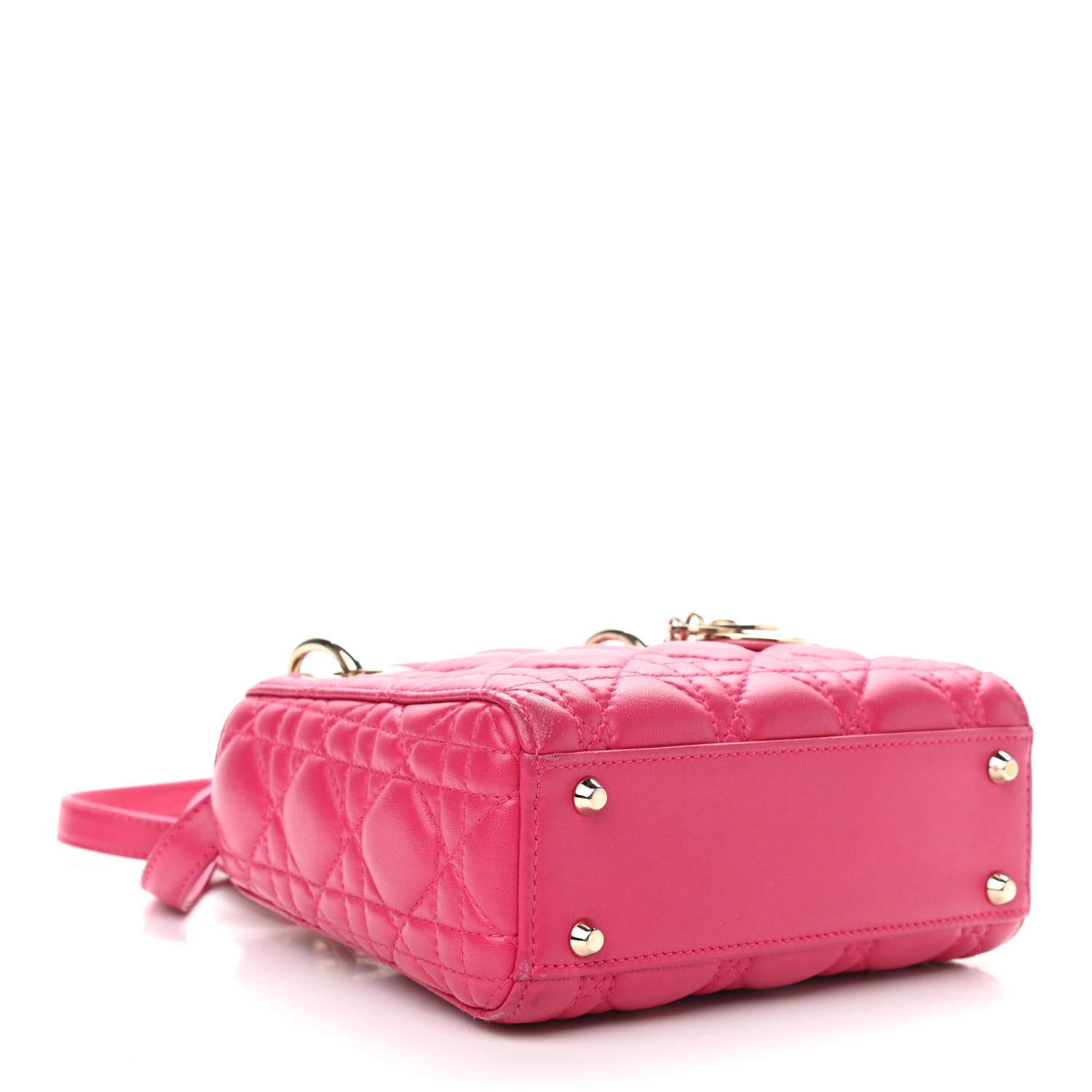 Christian Dior Lambskin Cannage Mini Lady Dior Fuchsia 4 of 11