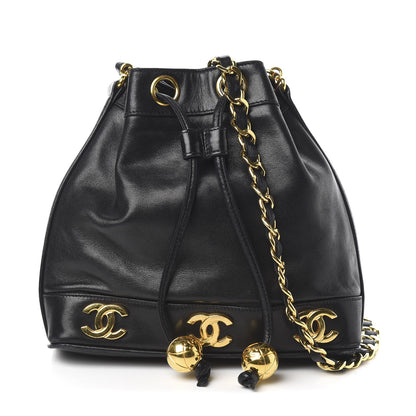 Chanel Lambskin Drawstring Bucket Bag Black 1 of 12