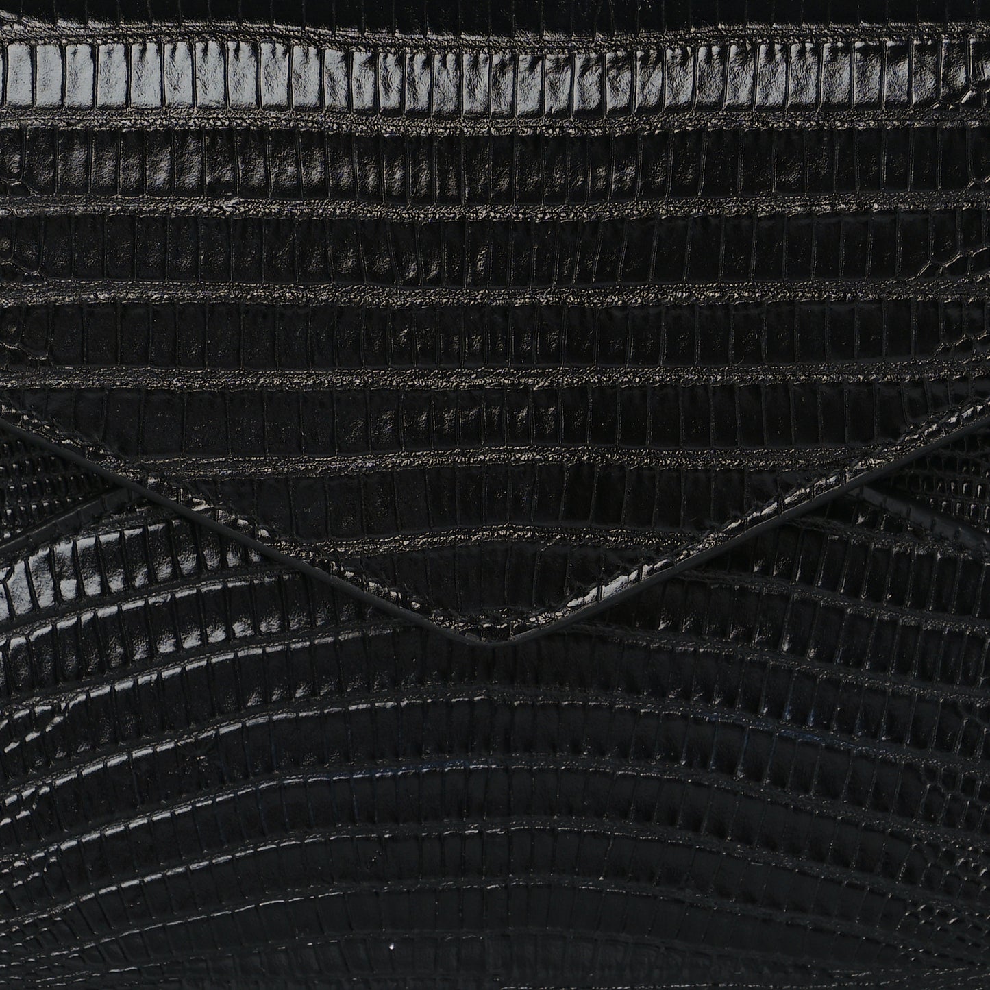 Calfskin Lizard Embossed Paloma Monogram Clutch Black