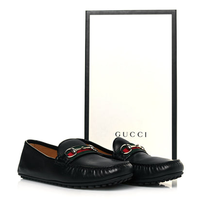 Gucci Miro Soft Calfskin Web Mens Horsebit Driver Loafers 9 Black 8 of 8