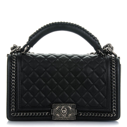 Chanel Calfskin Quilted Medium Top Handle Boy Flap Black 1 of 7