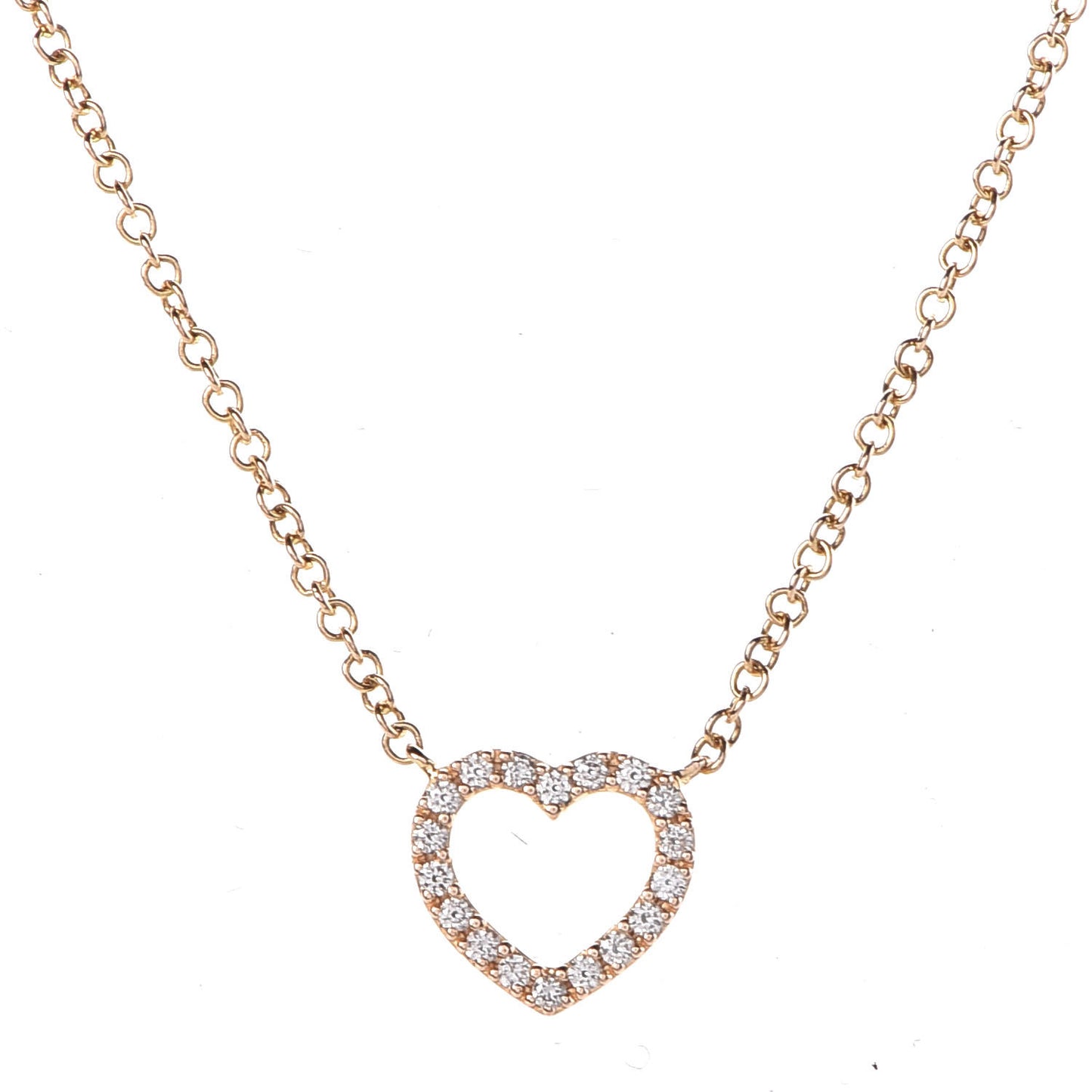 18K Yellow Gold Diamond Metro Heart Pendant Necklace