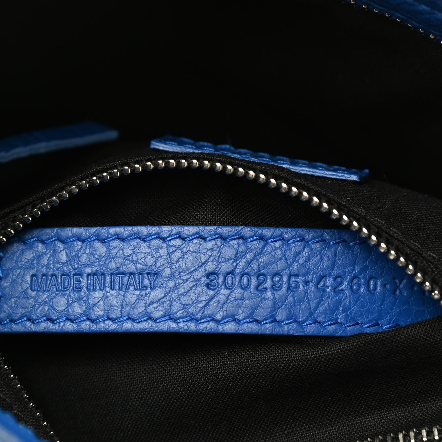 Balenciaga Agneau Classic Silver Hardware Mini City Logo Strap Bleu Electric Black 7 of 9