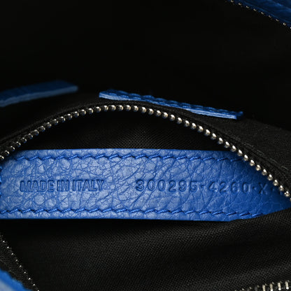 Balenciaga Agneau Classic Silver Hardware Mini City Logo Strap Bleu Electric Black 7 of 9