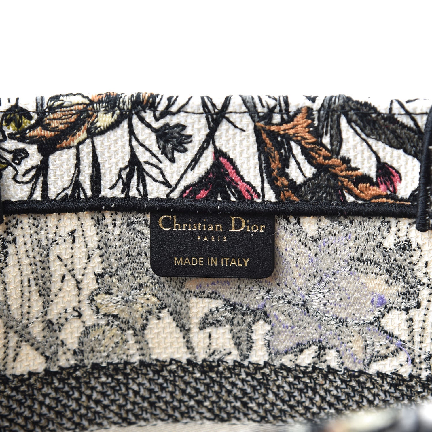 Christian Dior Canvas Embroidered Medium Mille Fleurs Book Tote Multicolor 6 of 9