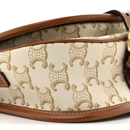 Celine Triomphe Canvas Medium Folco Bag White 9 of 11