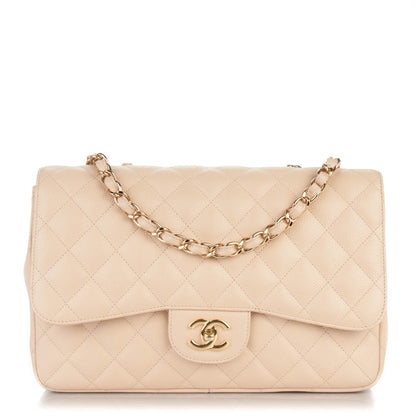 Chanel Caviar Quilted Jumbo Single Flap Beige Clair 1 of 7
